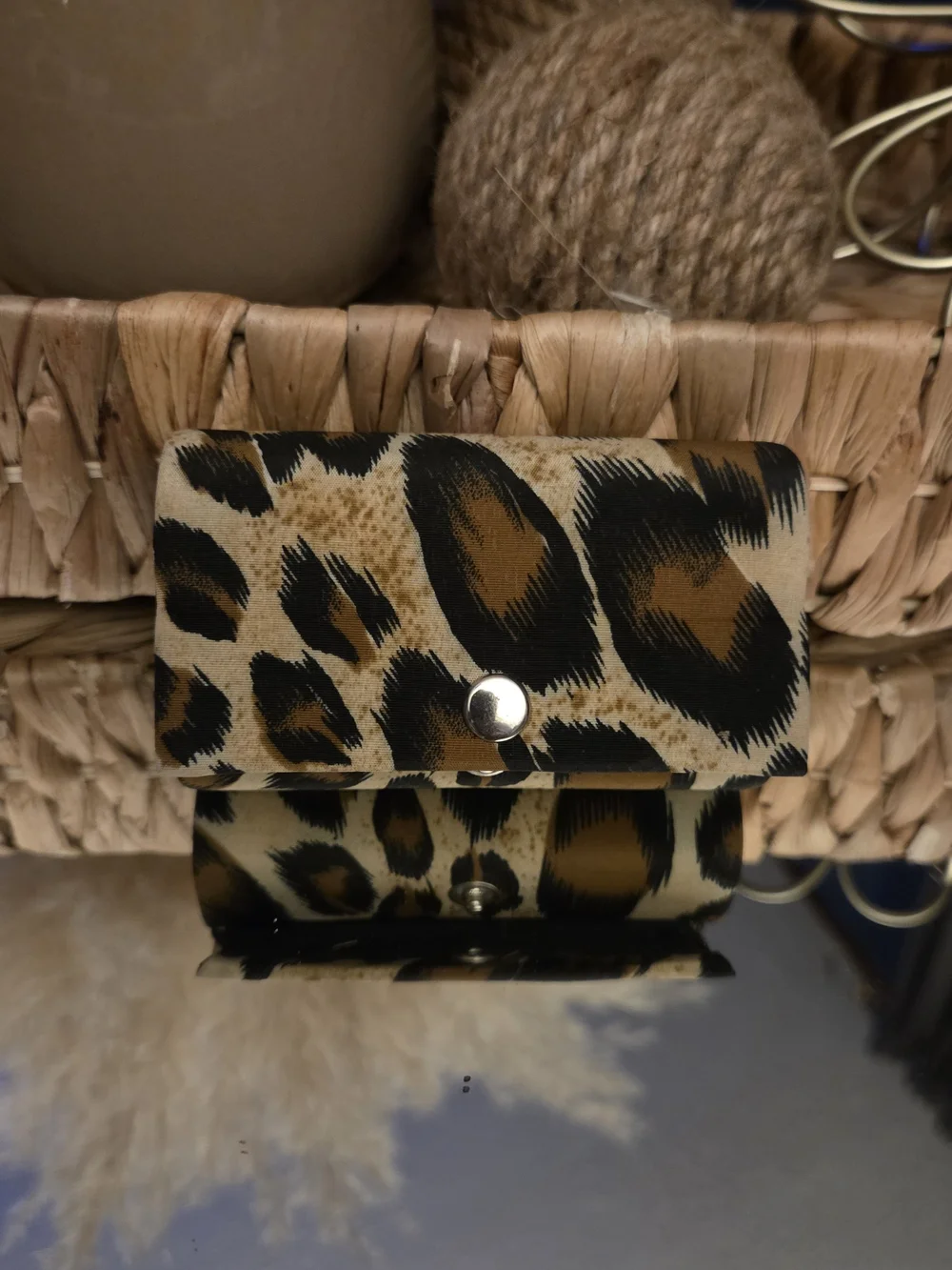 Leopard Print Double Lipstick Holder Travel Case Snap Closure